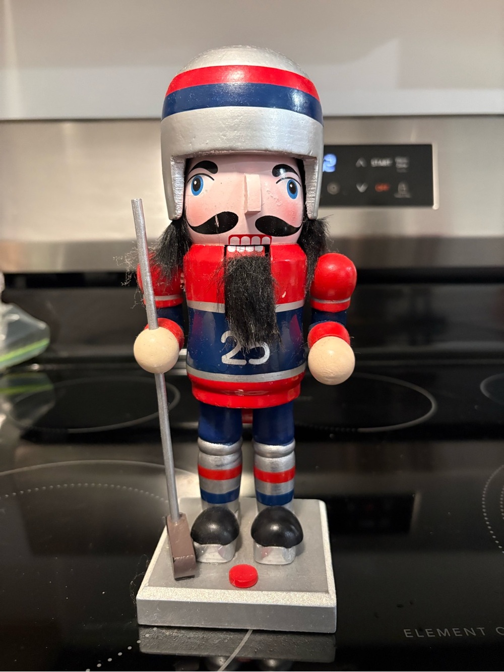Red & Blue Hockey Nutcracker Figurine